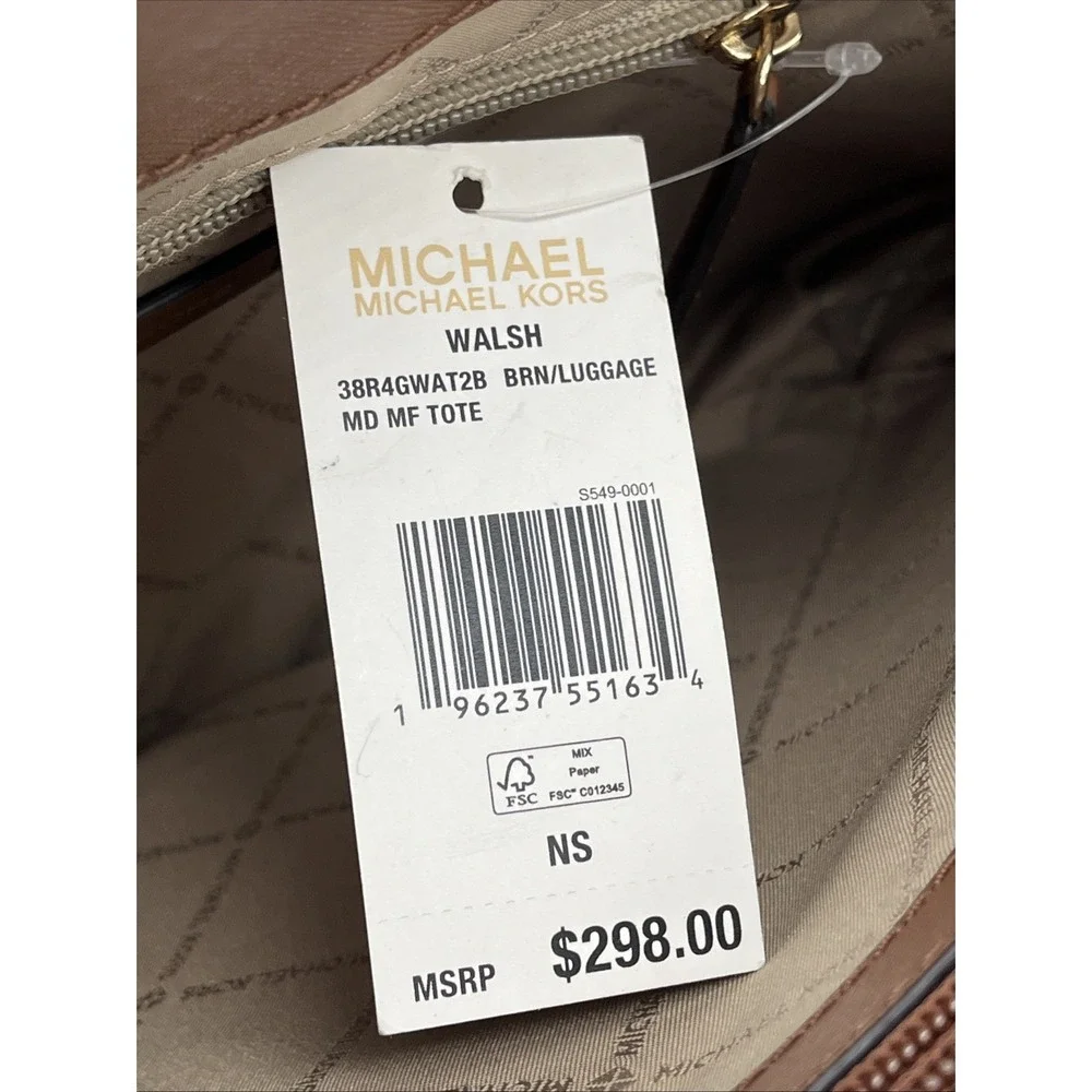NWT Michael Kors Walsh MD MF Tote Brown Luggage MK Signature Shoulder Bag - Picture 7 of 12